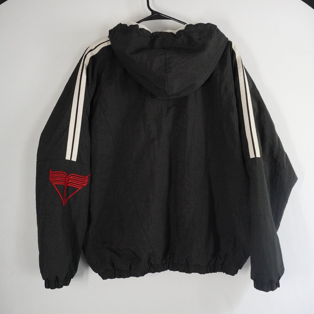 VTG TYR Windbreaker Puffer Jacket Hooded Black White Stripe Zip 90s S Oversized - Picture 7 of 10
